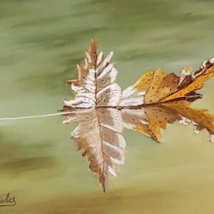 LEAF ON DARK WATER-3 -(#